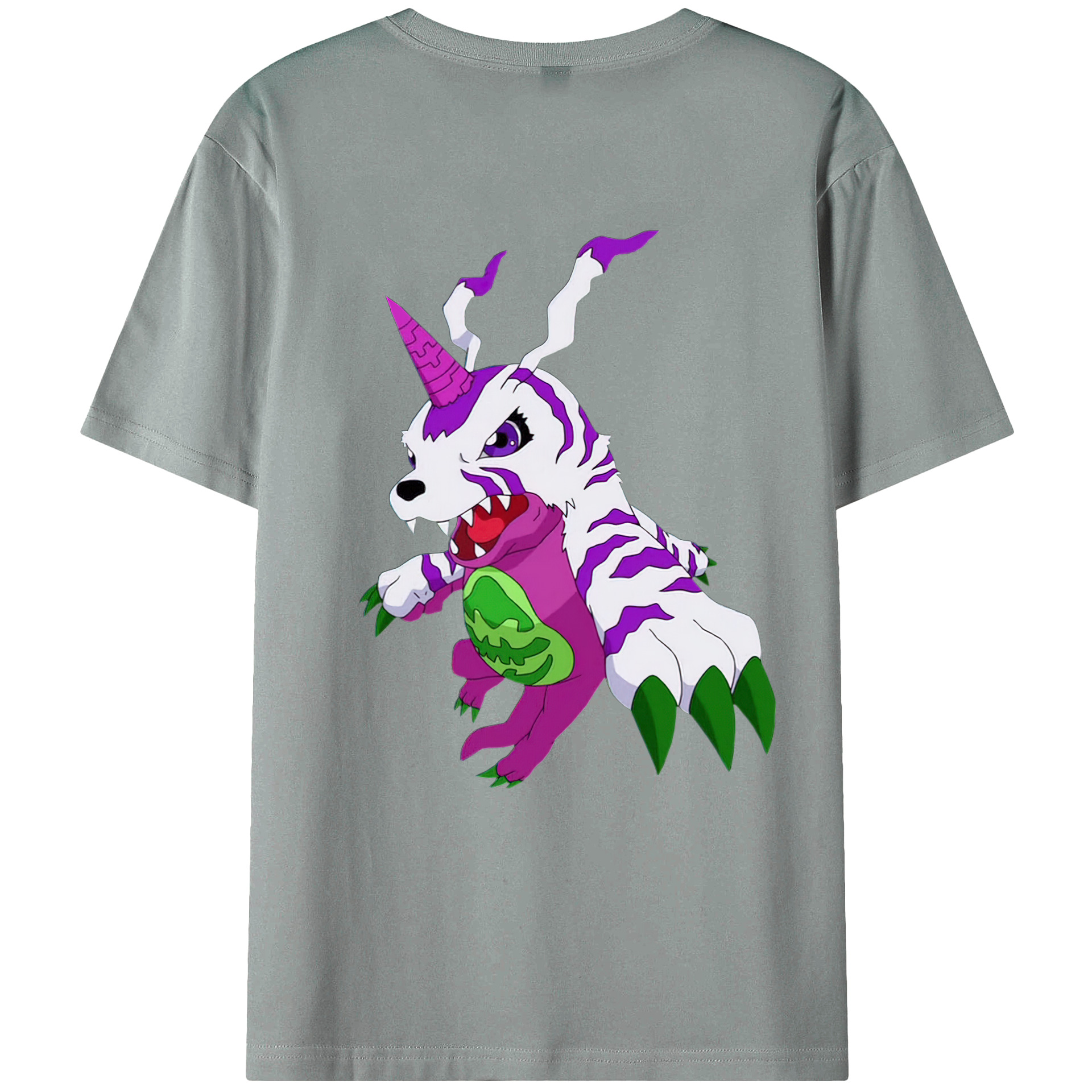 （画像用） Digimon デジタルモンスター/デジモン 綿100％ メンズ半袖Tシャツ（バックプリント） 通気性